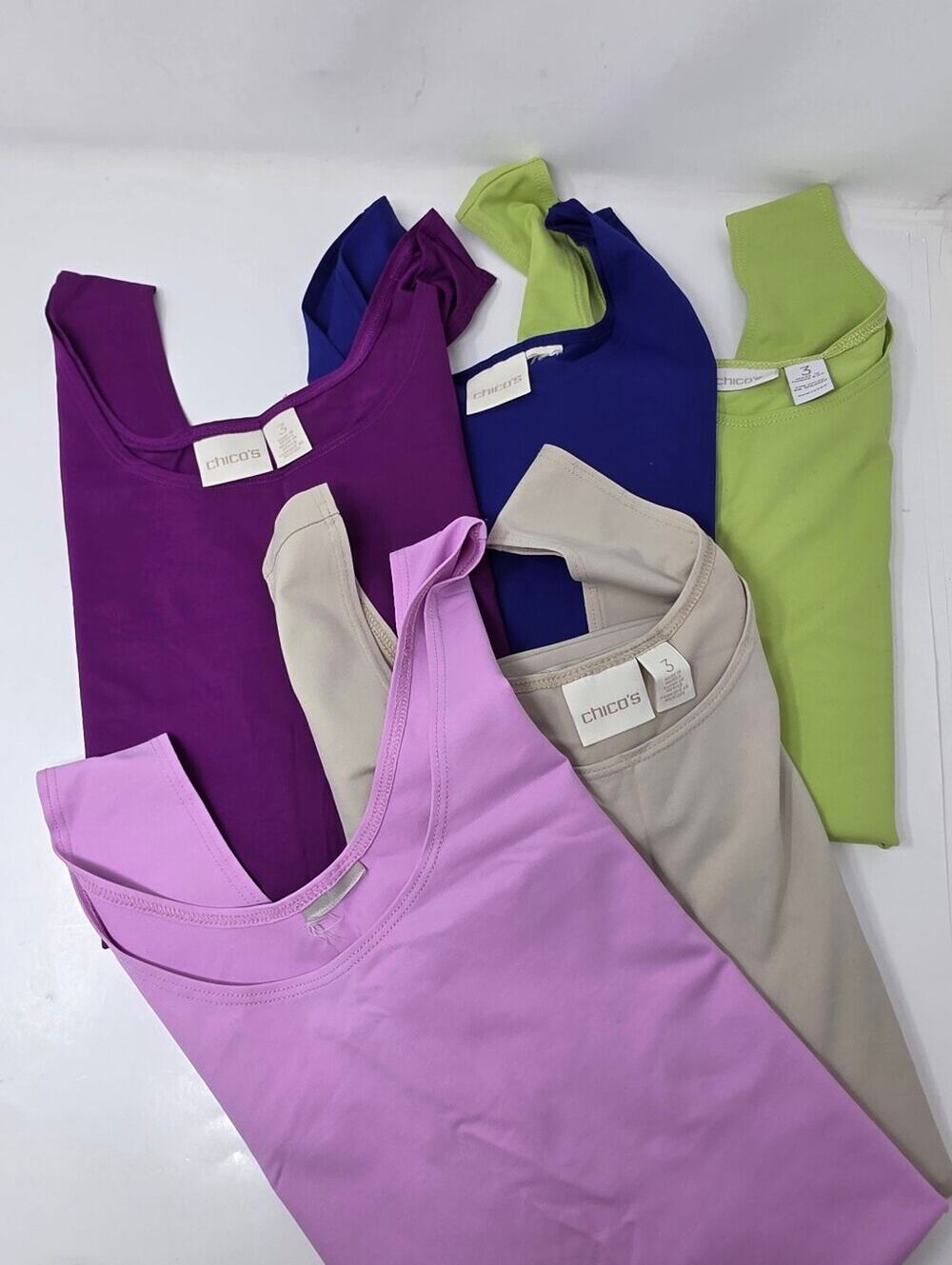Chico's Lot of 5 Colorful Stretchy wide strap tank top Lot of 5 Tanks ** Flaws
